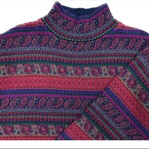 Vintage Paisley Stripped Sweater - 100% Merino Wool